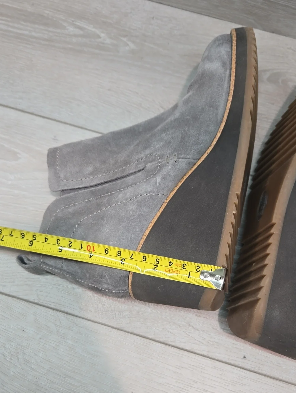 Sofft Women Grey Suede Aqua Wedge Ankle Boots Comfort Chelsea Shoes Sz 8.5M